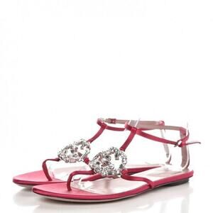 Gucci Satin Crystal Thong GG Sandals Size 35.5 (Fits 6)